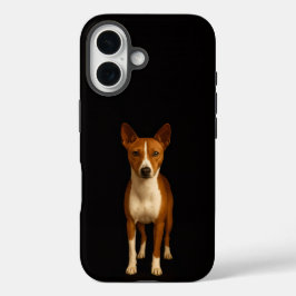 ブラック4ルクスiPhone 16 Mate、クラシックバセンジー犬 iPhone 16ケース