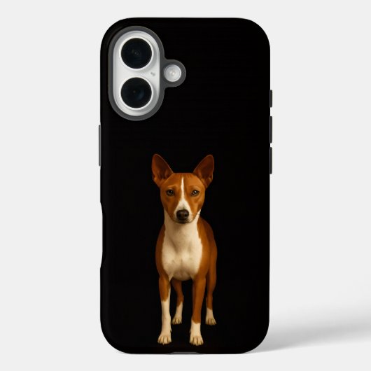 ブラック4ルクスiPhone 16 Mate、クラシックバセンジー犬 Case-Mate iPhoneケース (裏面)