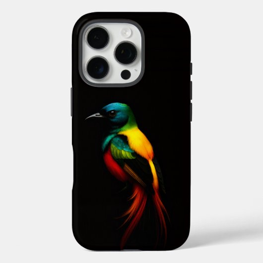 ブラック4ルクスiPhone 16 Proケースメイト、レインボーバード Case-Mate iPhoneケース (裏面)