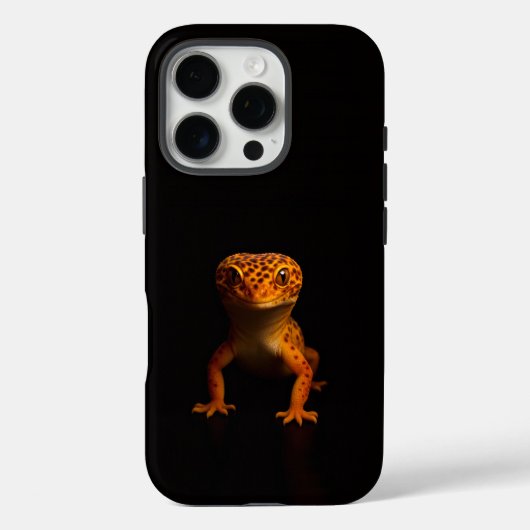 ブラック4ルクスiPhone 16 Pro、ヒョウモントカゲモドキ Case-Mate iPhoneケース (裏面)