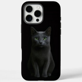 ブラック4ルクスiPhone 16 Pro Max、ロシアンブルーキャット iPhone 16 Pro Maxケース