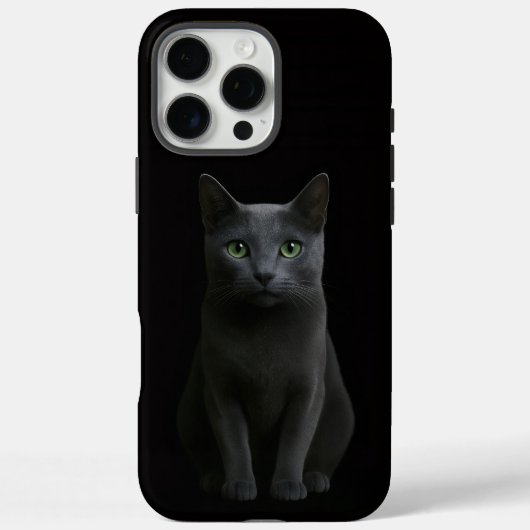 ブラック4ルクスiPhone 16 Pro Max、ロシアンブルーキャット Case-Mate iPhoneケース (裏面)