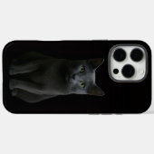 ブラック4ルクスiPhone 16 Pro Max、ロシアンブルーキャット Case-Mate iPhoneケース (裏面 (横))