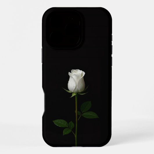 ブラック4ルクスiPhone 16 Pro Max、純白のバラ iPhoneケース (裏面)