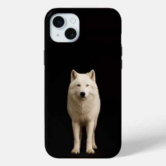 ブラック4ルクセ アイボリーの北極狼 iPhone 15 Plus Case-Mate iPhoneケース (裏面)