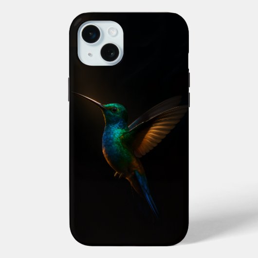 ブラック4ルクセ、飛翔するハチドリ Case-Mate iPhoneケース (裏面)