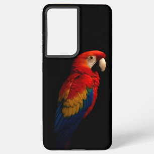 ブラック4ルクース銀河系S21プラス、緋色オウム SAMSUNG GALAXY S21+ケース