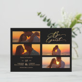 ブラック4写真コラージュBe Ourゲスト引用文結婚ズ セーブザデート (スタンド正面)