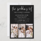 ブラック4写真ミニマ結婚リストのThe's of Minimalist 招待状 (正面)