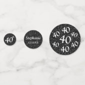 ブラック40歳の誕生日フォト コンフェッティ (正面)
