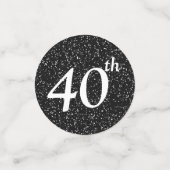 ブラック40歳の誕生日フォト コンフェッティ (スモール正面)