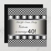 ブラック40歳誕生日パーティー招待状 招待状 (正面/裏面)
