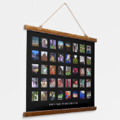 ブラック40th誕生日フォトコラージタペストリープリント 吊り下げ型タペストリー (傾斜あり)