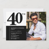 ブラック40th誕生日招待状シエレガントック 招待状 (正面)
