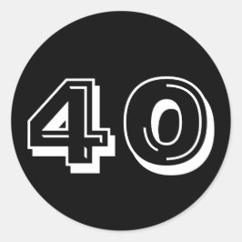 ブラック40th Birthdayスタンプ ラウンドシール