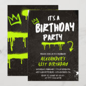 ブラック41歳の誕生日招待状メンズグラフィ絵を描ティ 招待状 (正面/裏面)