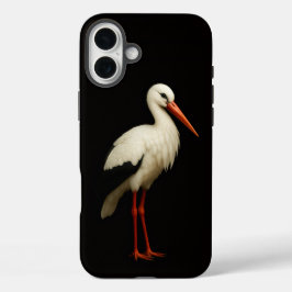 ブラック4 ラクシィ iPhone 16 Plus、優雅なコウノトリ Plusケース