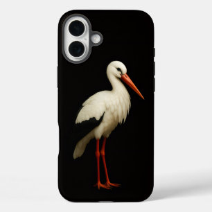 ブラック4 ラクシィ iPhone 16 Plus、優雅なコウノトリ Plusケース