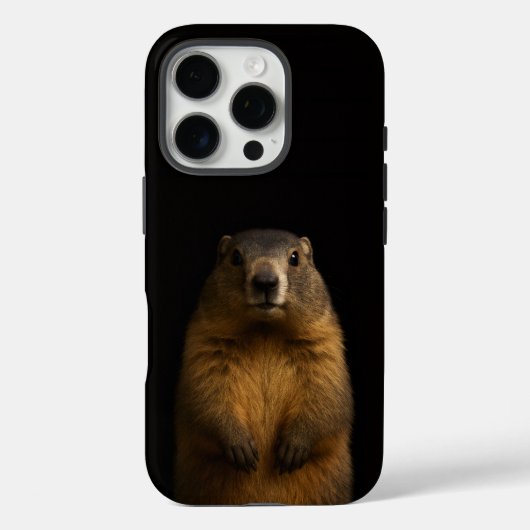 ブラック4 ラクシィ iPhone 16 Pro, フワフワのマーモット Case-Mate iPhoneケース (裏面)