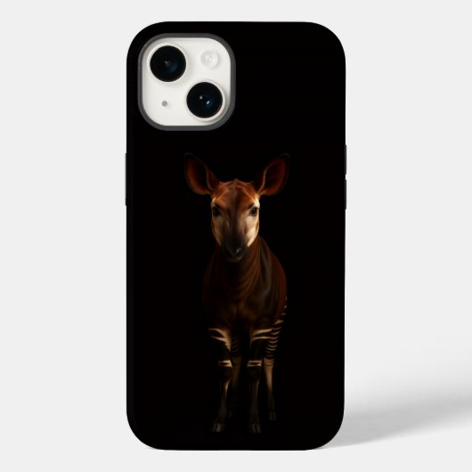 ブラック4 ラクセ iPhone 14 Mate、フォレストオカピ Case-Mate iPhoneケース (裏面)