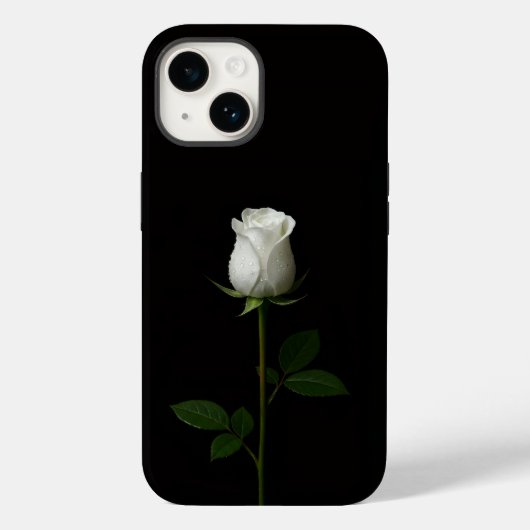 ブラック4 ラクセ iPhone 14 Mate、純白のバラ Case-Mate iPhoneケース (裏面)