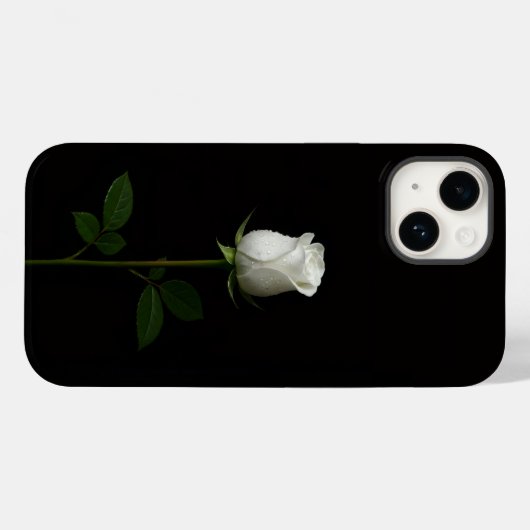 ブラック4 ラクセ iPhone 14 Mate、純白のバラ Case-Mate iPhoneケース (裏面 (横))