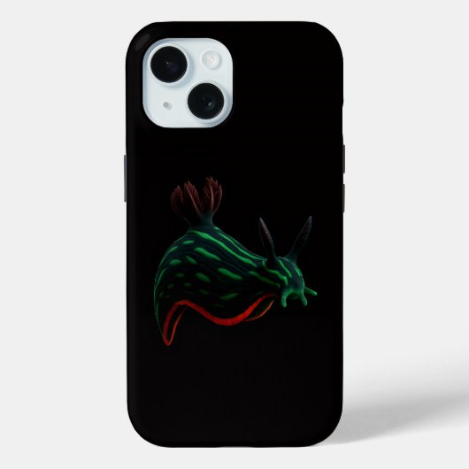 ブラック4 ラクセ iPhone 15 Mate、ネオンウミウシ Case-Mate iPhoneケース (裏面)