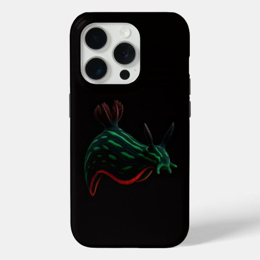ブラック4 ラクセ iPhone 15 Pro Mate、ネオンウミウシ Case-Mate iPhoneケース (裏面)