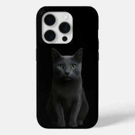 ブラック4 ラクセ iPhone 15 Pro Mate、ロシアンブルー 猫 Proケース