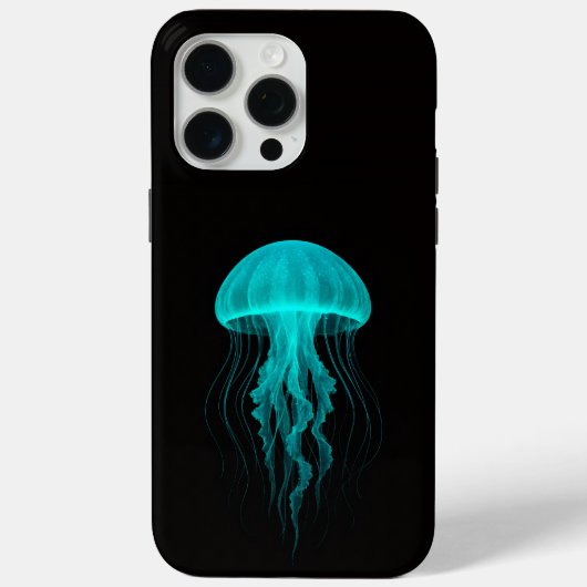 ブラック4 ラクセ iPhone 15 Pro Max、グリーンクラゲ Case-Mate iPhoneケース (裏面)