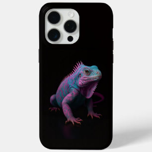 ブラック4 ラクセ iPhone 15 Pro Max、ピンクイグアナ Maxケース