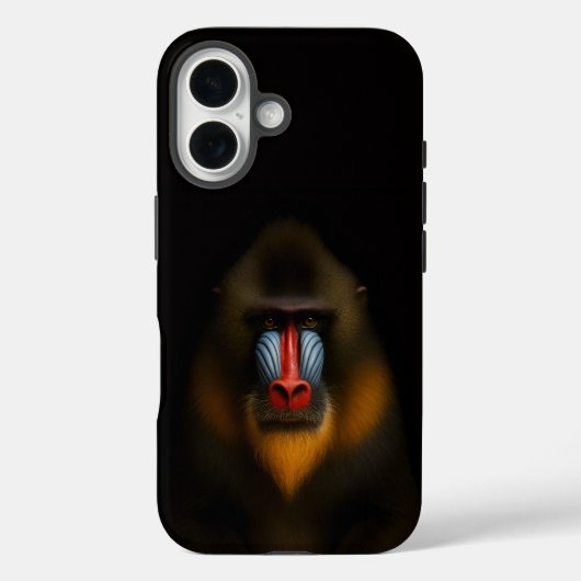 ブラック4 ラクセ iPhone 16 ケースメイト、マンドリルモンキー Case-Mate iPhoneケース (裏面)