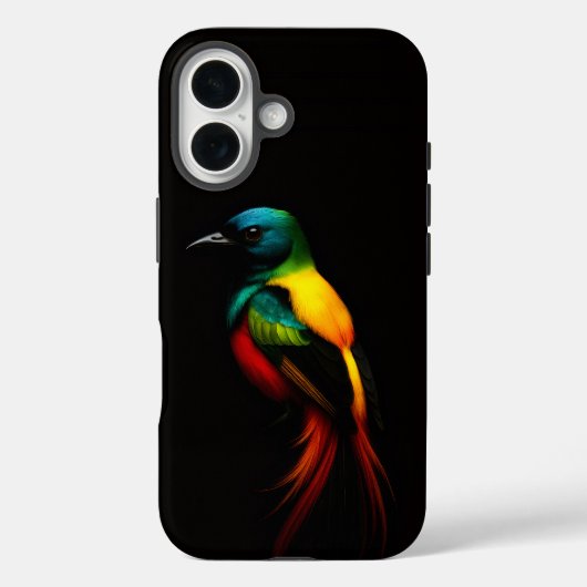 ブラック4 ラクセ iPhone 16 ケースメイト、レインボーバード Case-Mate iPhoneケース (裏面)