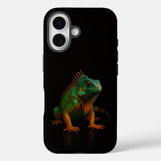 ブラック4 ラクセ iPhone 16 Mate グリーンイグアナ Case-Mate iPhoneケース (裏面)