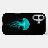 ブラック4 ラクセ iPhone 16 Mate, グリーンクラゲ Case-Mate iPhoneケース (裏面 (横))