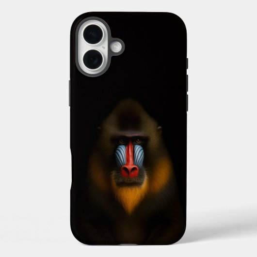 ブラック4 ラクセ iPhone 16 Plus、マンドリルモンキー Case-Mate iPhoneケース (裏面)