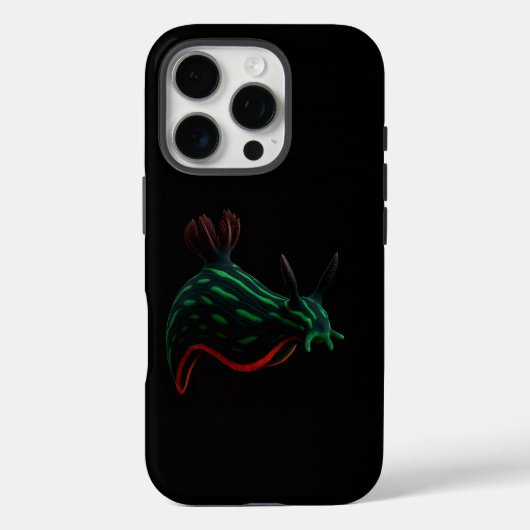 ブラック4 ラクセ iPhone 16 Pro、ネオンウミウシ Case-Mate iPhoneケース (裏面)