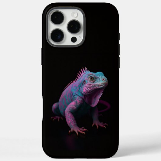 ブラック4 ラクセ iPhone 16 Pro Max、ピンクイグアナ Case-Mate iPhoneケース (裏面)