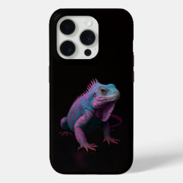 ブラック4 ラグジュアリー iPhone 15 Pro Mate、ピンクのイグアナ Proケース