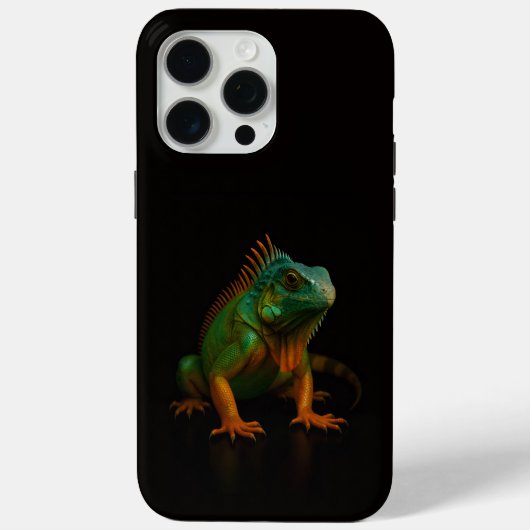 ブラック4 ラグジュアリー iPhone 15 Pro Max, グリーンイグアナ Case-Mate iPhoneケース (裏面)