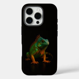 ブラック4 ラグジュアリー iPhone 16 Pro、グリーンイグアナ Proケース