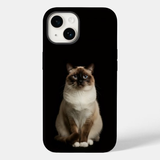 ブラック4 ラグジュアリーiPhone 14 マット、ビルマ猫 Case-Mate iPhoneケース (裏面)