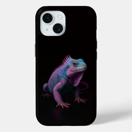 ブラック4 ラグジュアリーiPhone 15 ケースメイト、ピンクのイグアナ Case-Mate iPhoneケース (裏面)