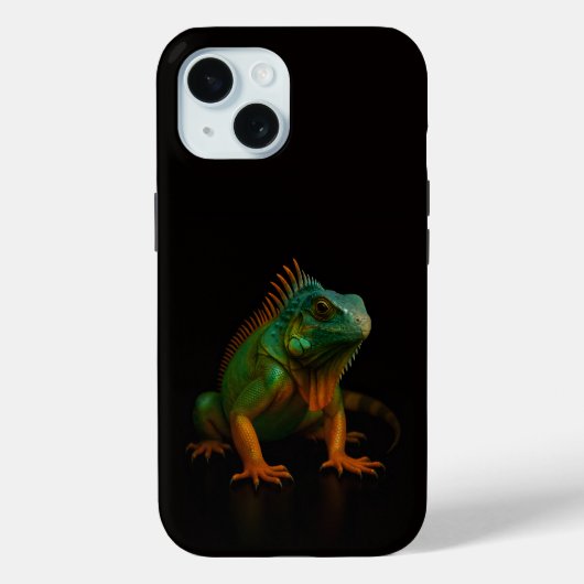 ブラック4 ラグジュアリーiPhone 15 Mate、グリーンイグアナ Case-Mate iPhoneケース (裏面)