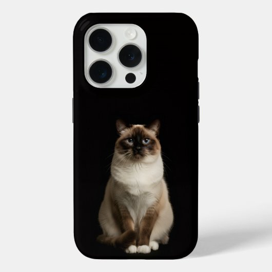 ブラック4 ラグジュアリーiPhone 15 Pro マット、ビルマ猫 Case-Mate iPhoneケース (裏面)