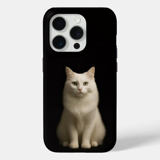 ブラック4 ラグジュアリーiPhone 15 Pro Mate, アンゴラ猫 Case-Mate iPhoneケース (裏面)