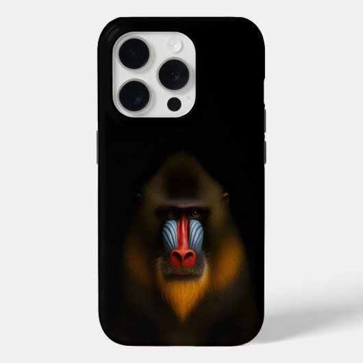 ブラック4 ラグジュアリーiPhone 15 Pro Mate, マンドリル Case-Mate iPhoneケース (裏面)
