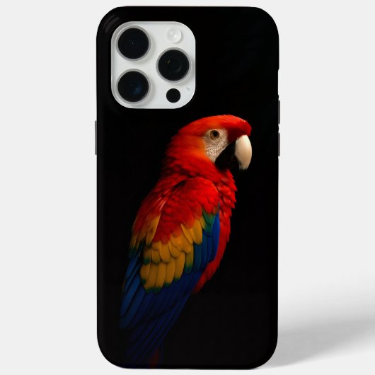 ブラック4 ラグジュアリーiPhone 15 Pro Max、スカーレットパロット Case-Mate iPhoneケース (裏面)
