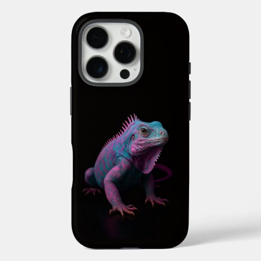 ブラック4 ラックス iPhone 16 Pro, ピンク イグアナ Case-Mate iPhoneケース (裏面)