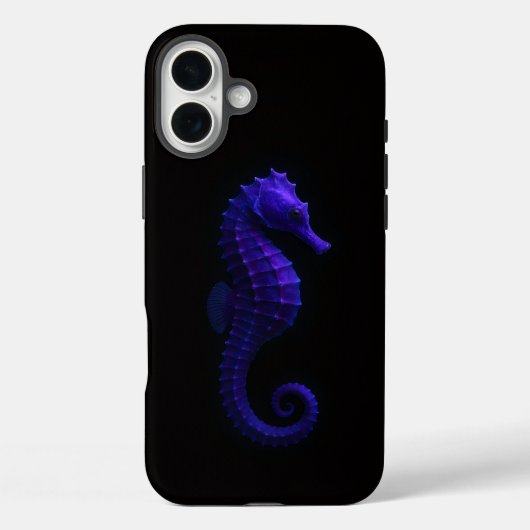 ブラック4 ルクス iPhone 16 Plus、紫色のタツノオトシゴ Case-Mate iPhoneケース (裏面)